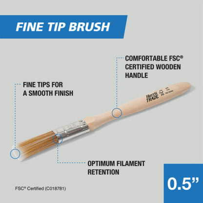 Harris Trade Fine Tip Paint Brush 0.5 inch 12mm