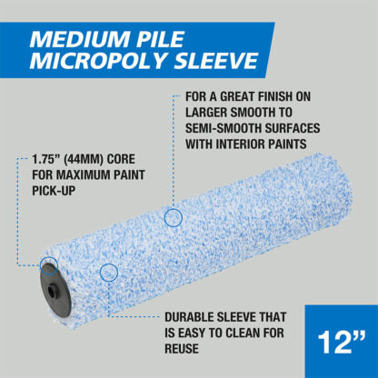 Harris 12″ Medium Pile Micropoly Roller Sleeve