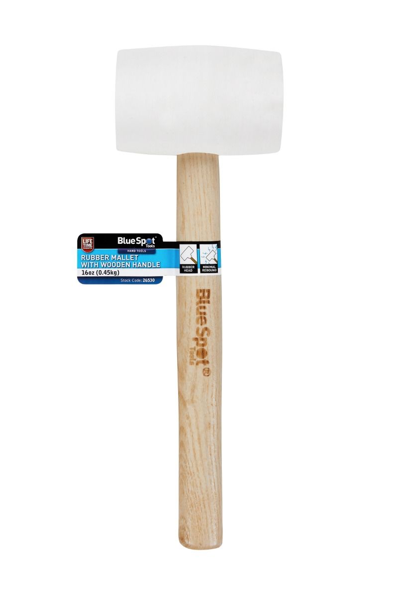 16oz (0.45KG) White Rubber Mallet With Wooden Handle