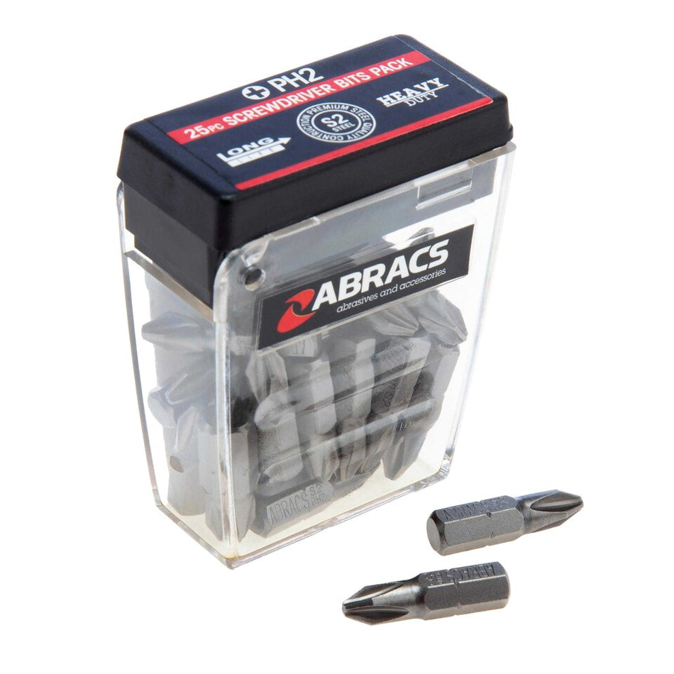 25mm PH2 Impact Screwdriver Bits 25pc Abracs IPH22525