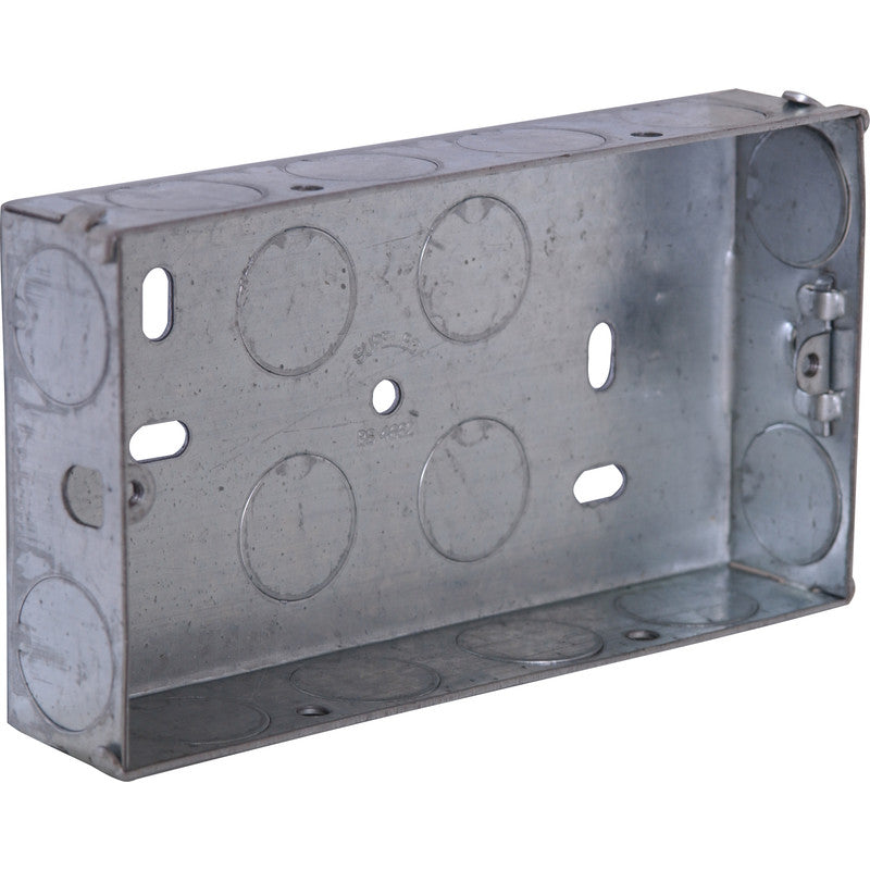 Double Flush Metal Back Box 2 Gang 25mm