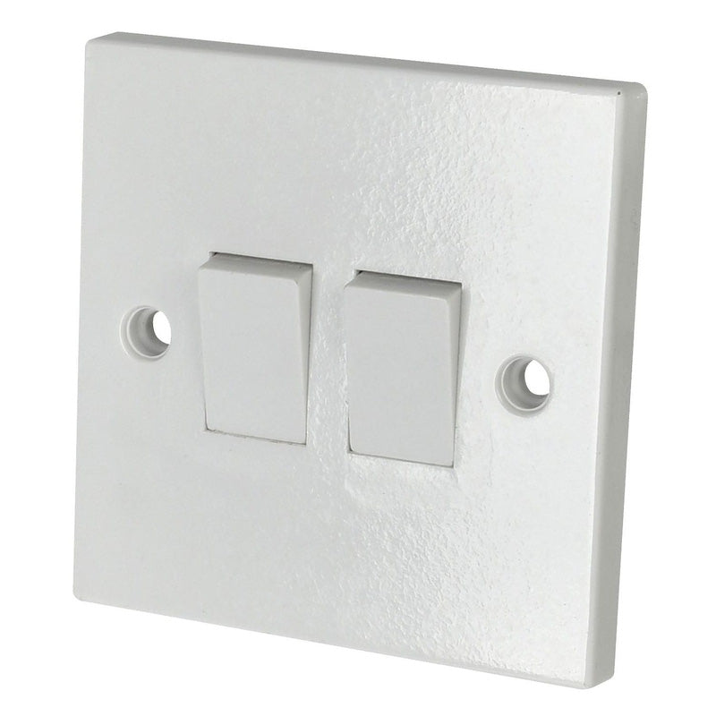 Double Light Switch 2 Gang 2 Way White