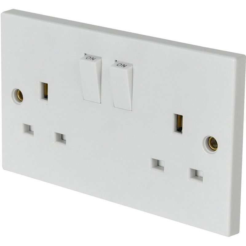 2 Gang Double Switched Socket White