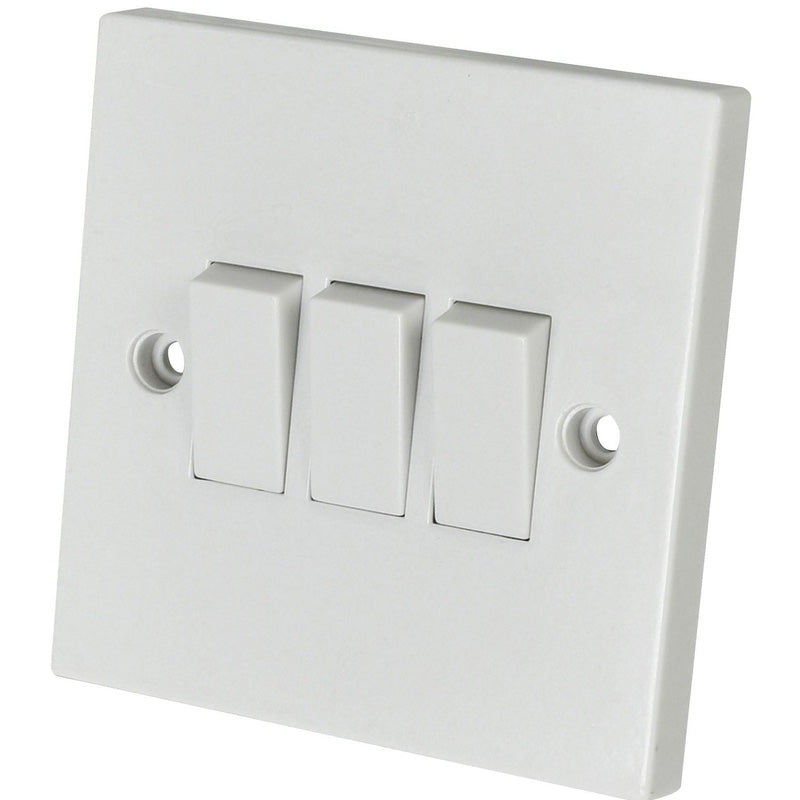Triple Light Switch 3 Gang 2 Way White