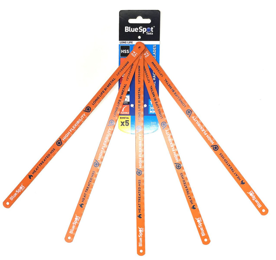 5 PCE 300mm (12") 24TPI HSS Bi Metal Hacksaw Blades