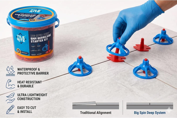 Tile Rite Tile Levelling-Big Spin Hurricane Deep Starter Kit 200pcs x 5mm Gap