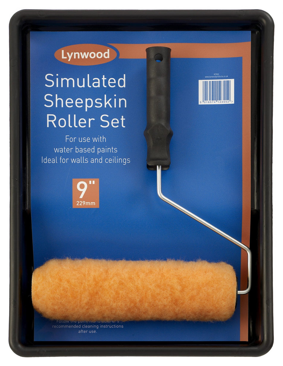 Simulated Sheepskin Roller and Tray 9 inch
