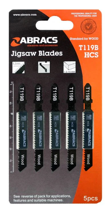 5 Jigsaw Blades For Metal Abracs ABT119B