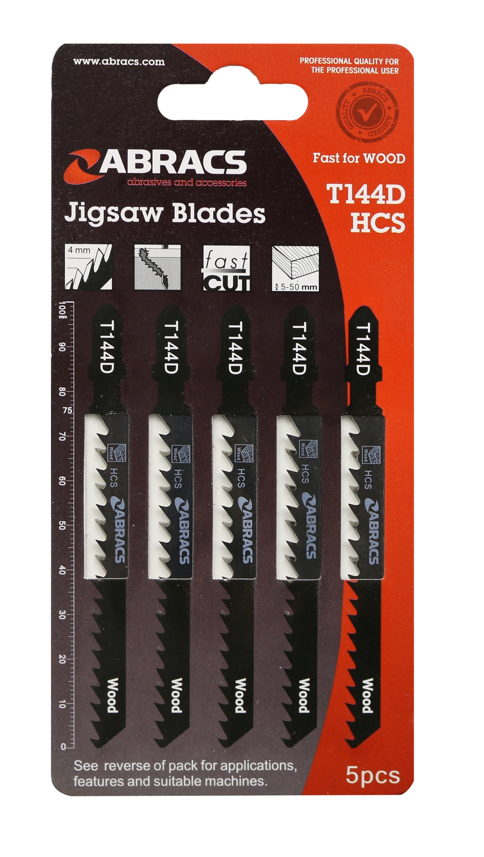 5 Jigsaw Blades For Wood Abracs ABT114D