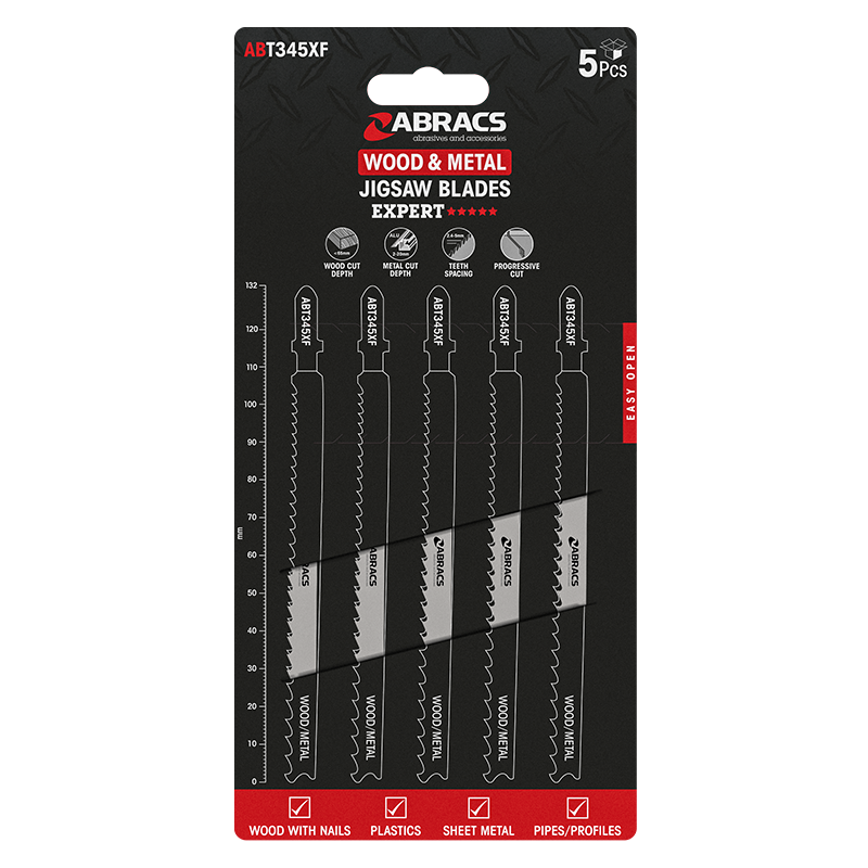 5 Jigsaw Blades For Wood and Metal Abracs ABT345XF