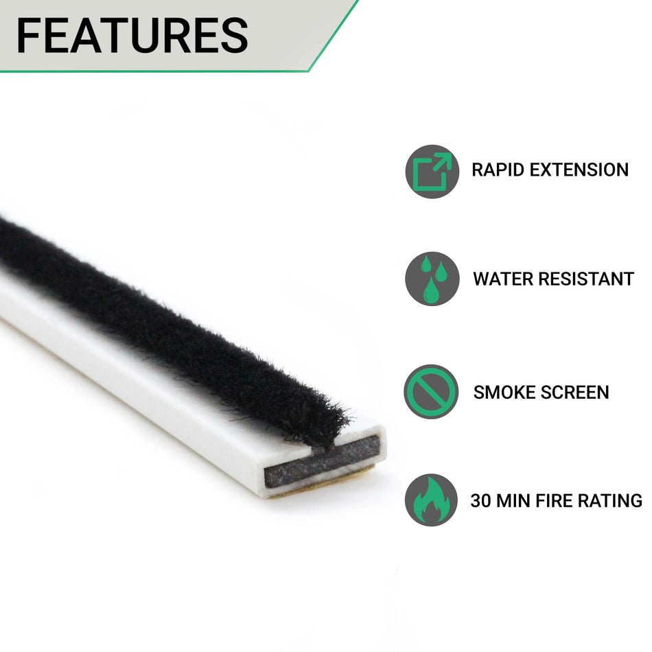 Intumescent Fire Door Seal Strip - Fire and Smoke - 20x4x2100mm - White