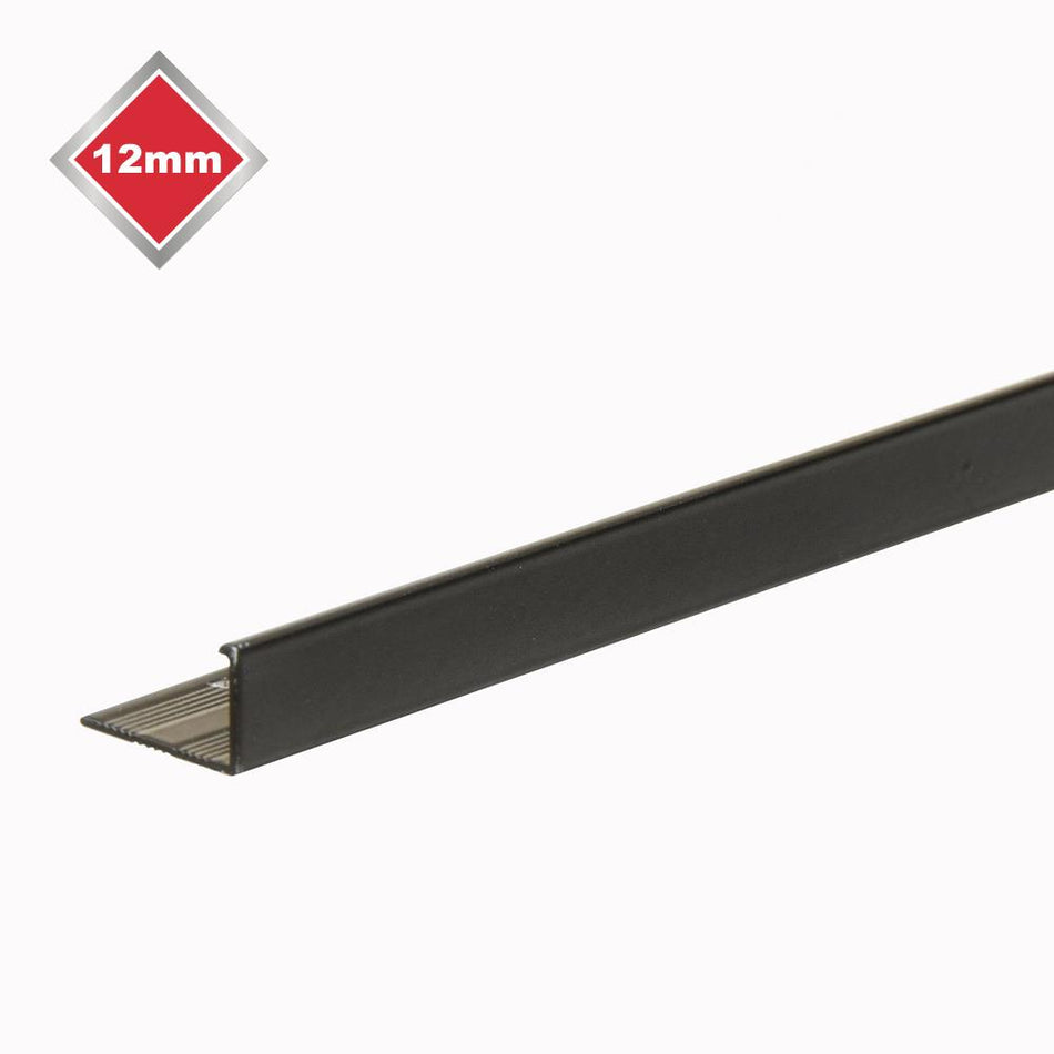 Tile Rite Metal Square Edge Tile Trim 12mm 2.44m Black