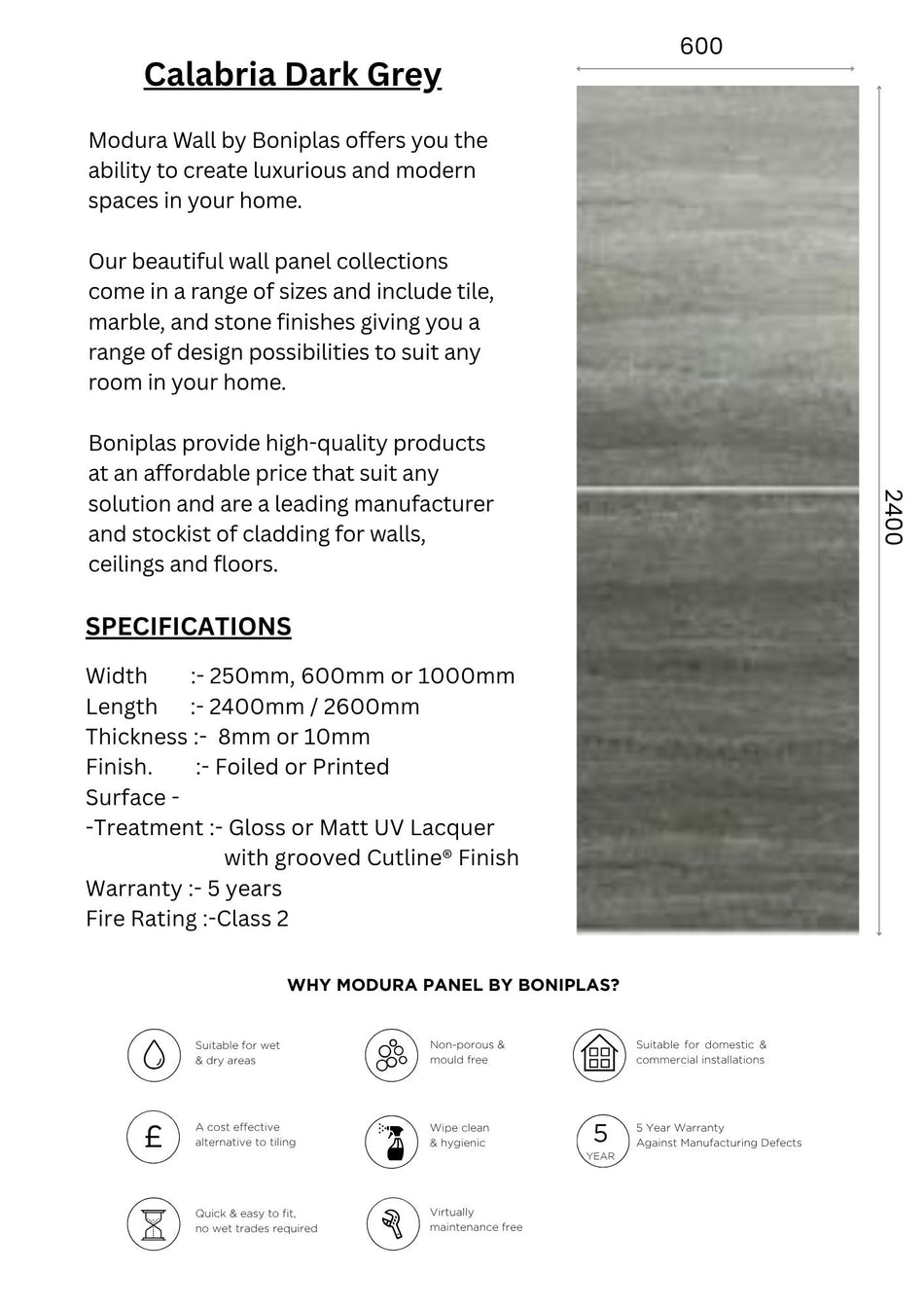 Calabria Dark Grey Cutline Collection-C8C-2 Panel