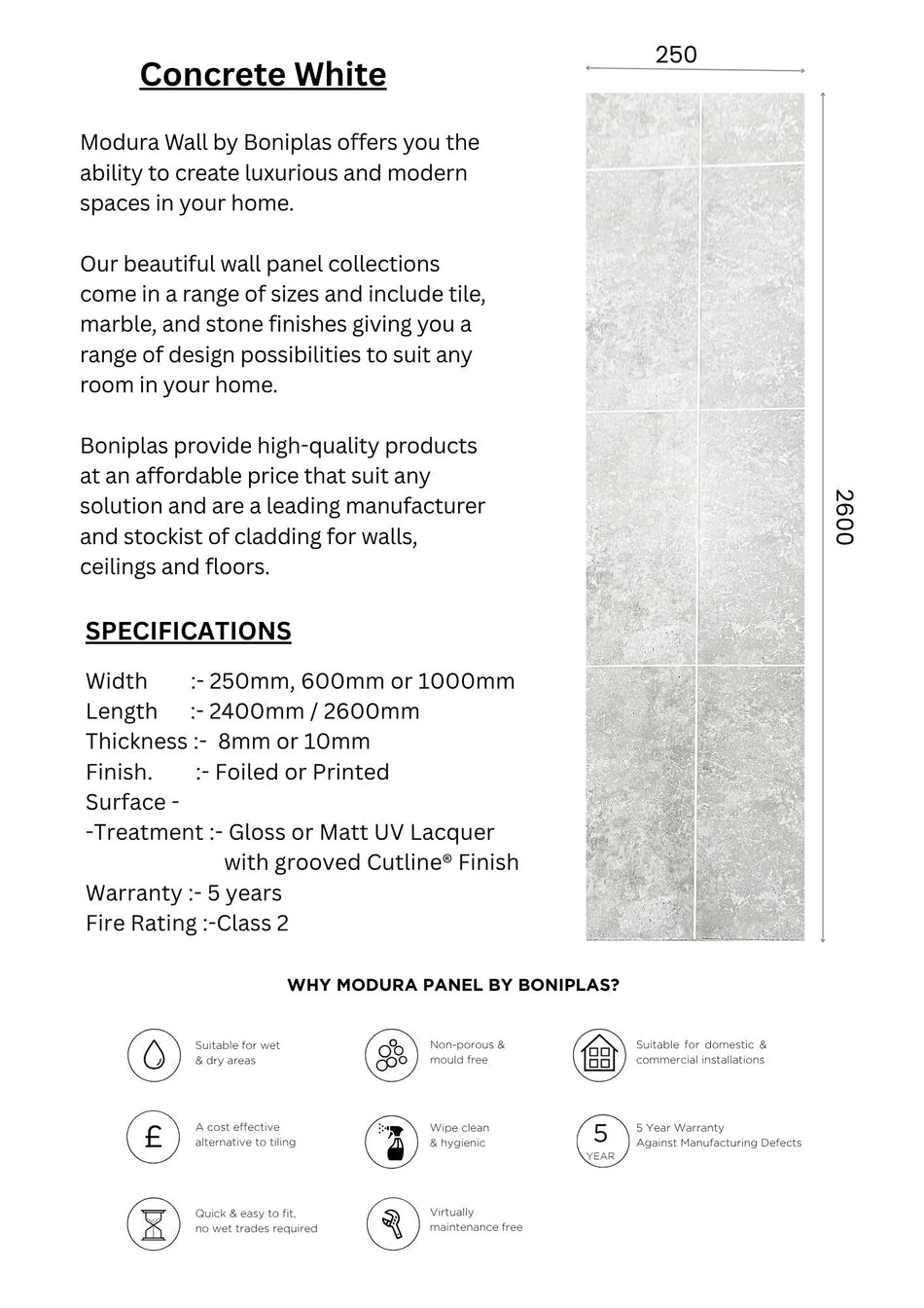 Concrete White Cutline Collection- C7C-16 Panel