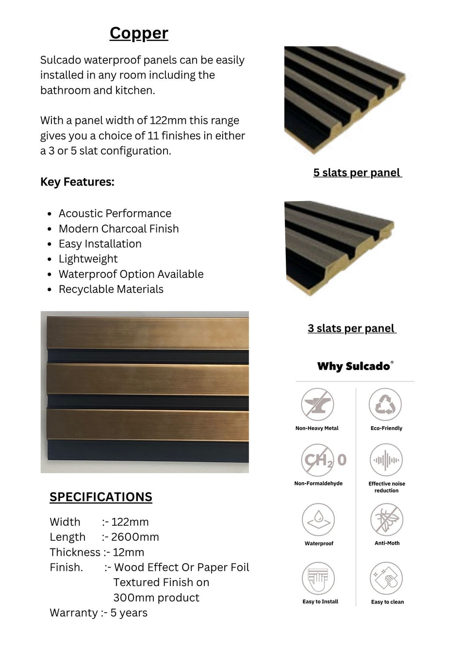 Copper Sulcado Waterproof-SWPL-COP-10 Panel