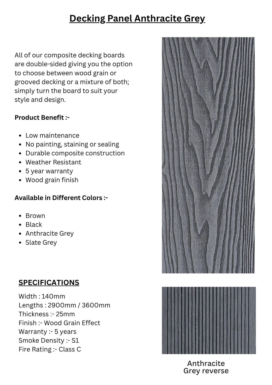 Decking Panel Anthracite Grey - DECKAG