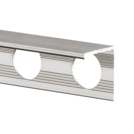Tile Rite Metal Square Edge Tile Trim 12mm 2.44m Stainless Steel (Brushed Chrome)