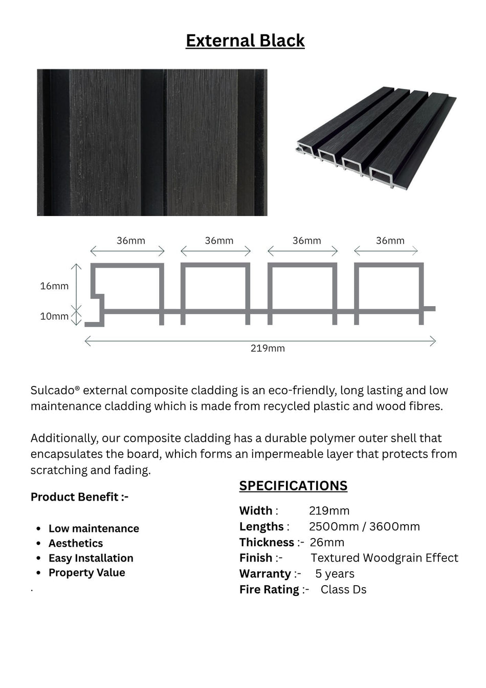 External Black Cladding Panel - SCECP-BL