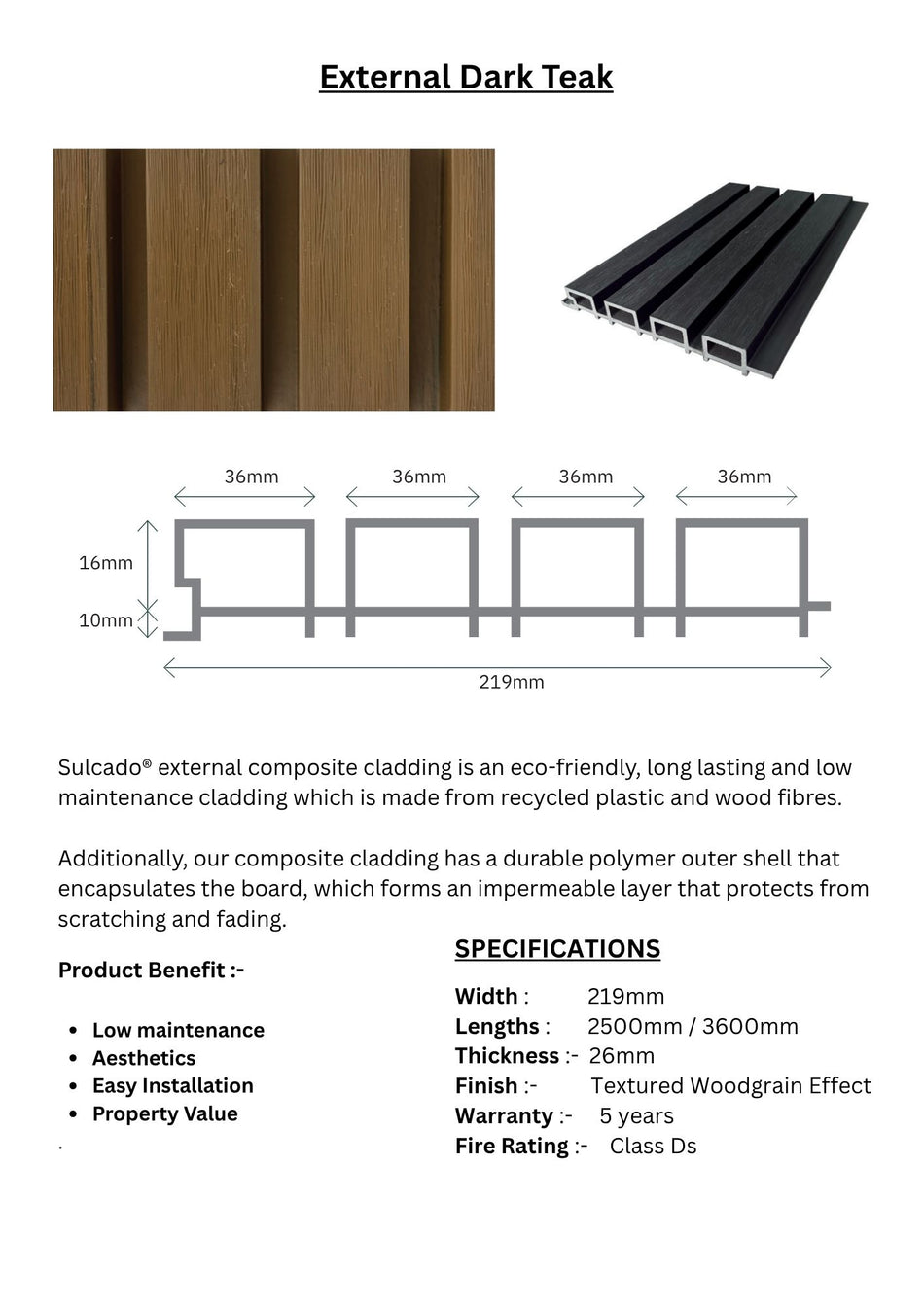 External Dark Teak Cladding Panel - SCECP-TB