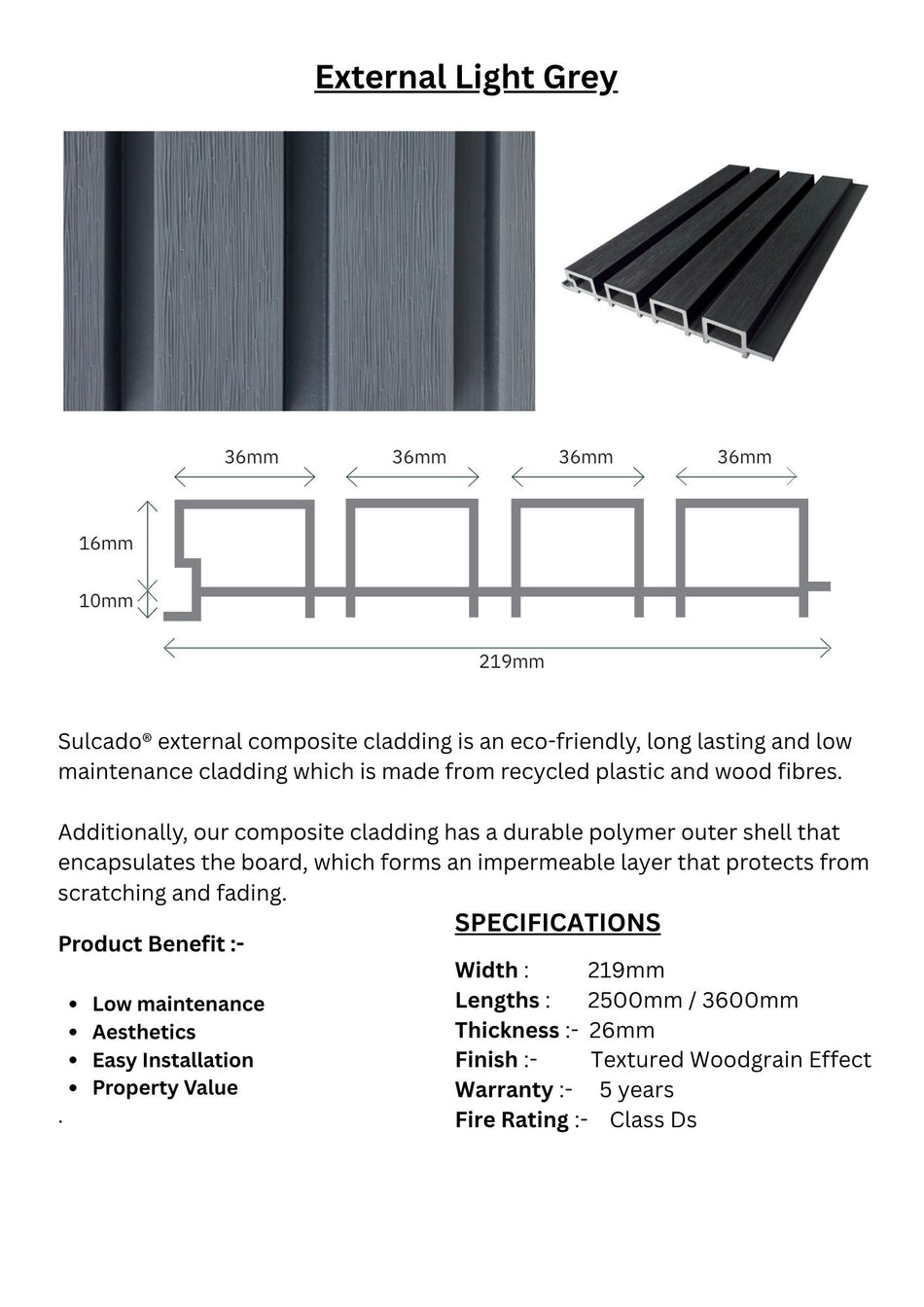 External Light Grey Cladding Panel - SCECP-LG