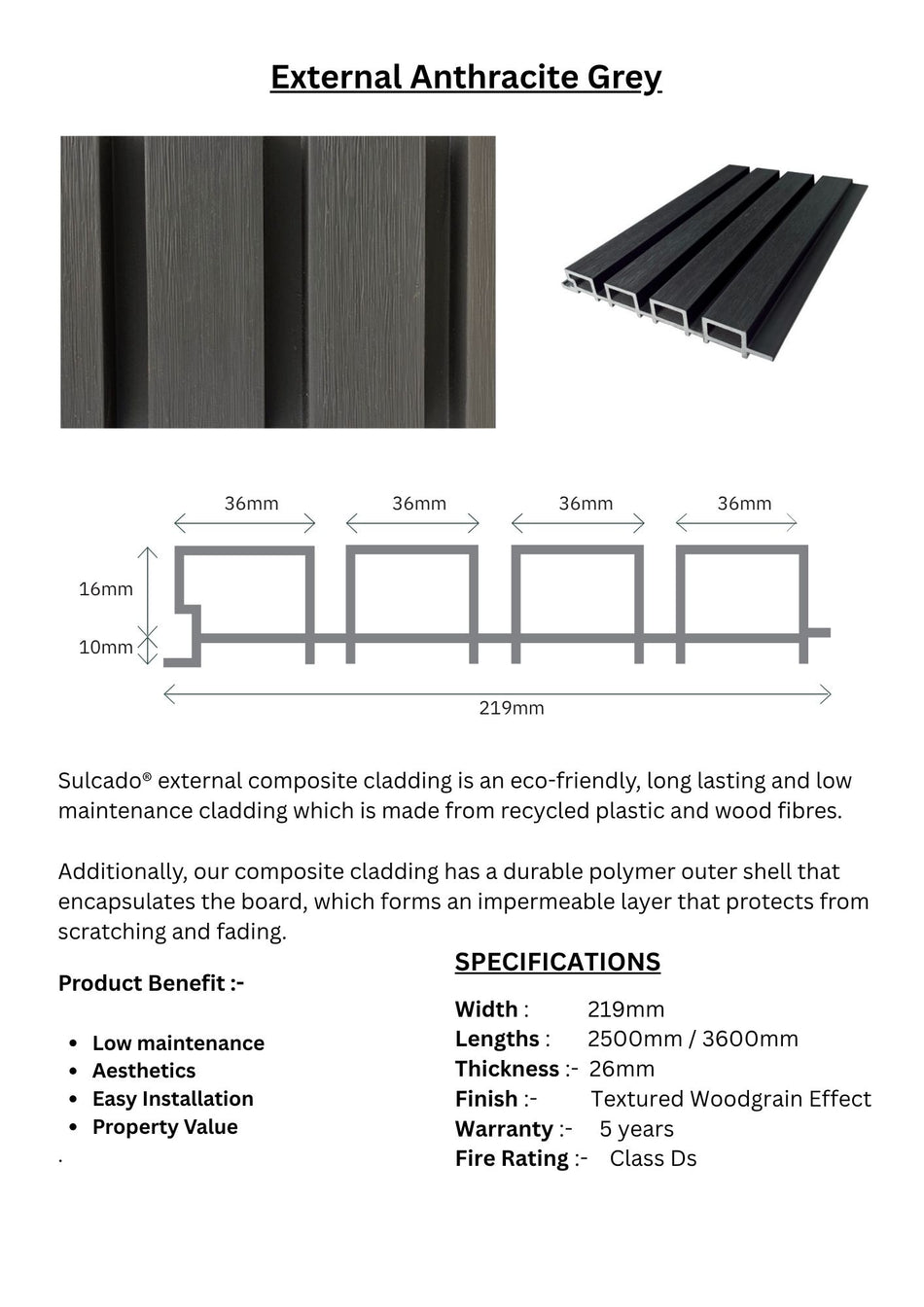 External Anthracite Grey Cladding Panel - SCECP-AG