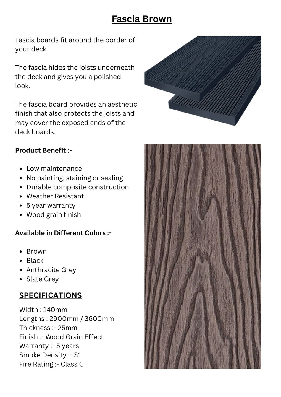 Fascia Brown Decking Panel- DECKBR