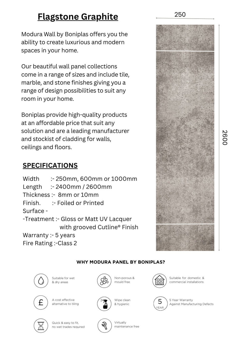 Flagstone Graphite Cutline Collection-F3C-16 Panel