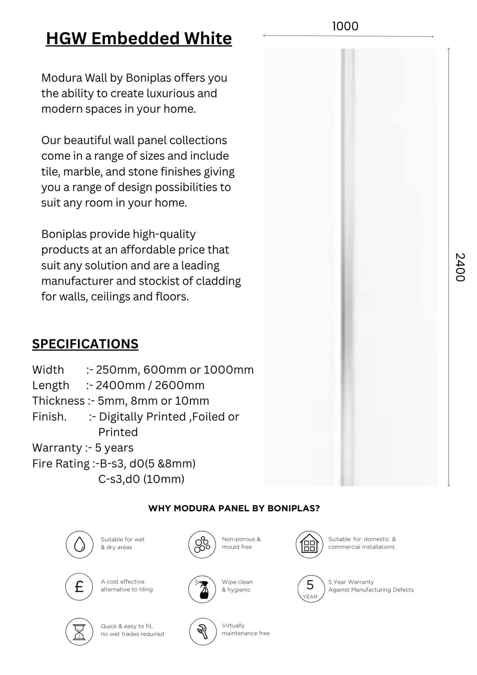 HGW Embedded White Standard Collection-P8-E-16 Panel