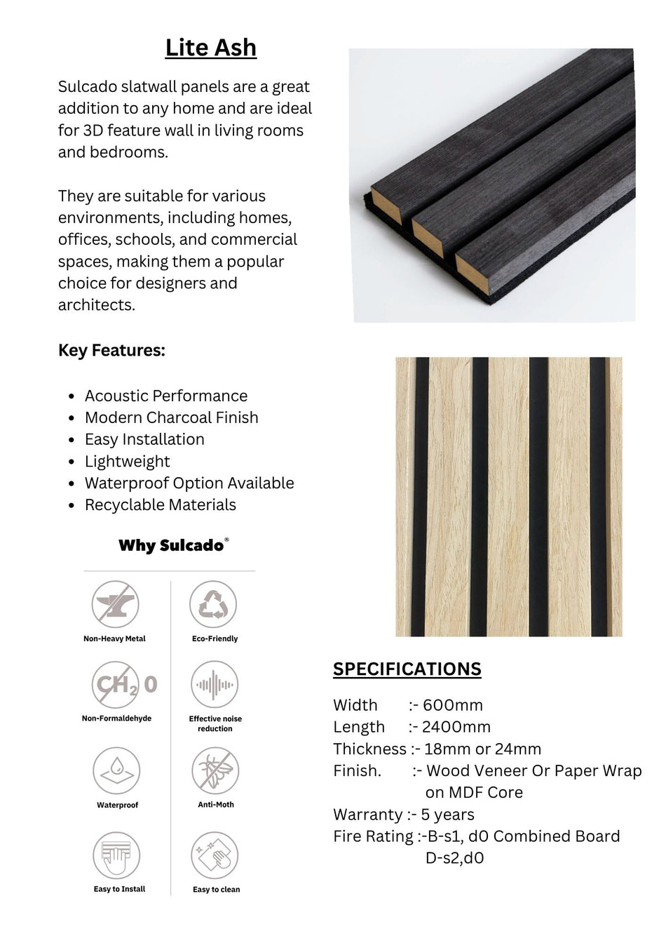Light Ash Sulcado Acoustic Slatwall