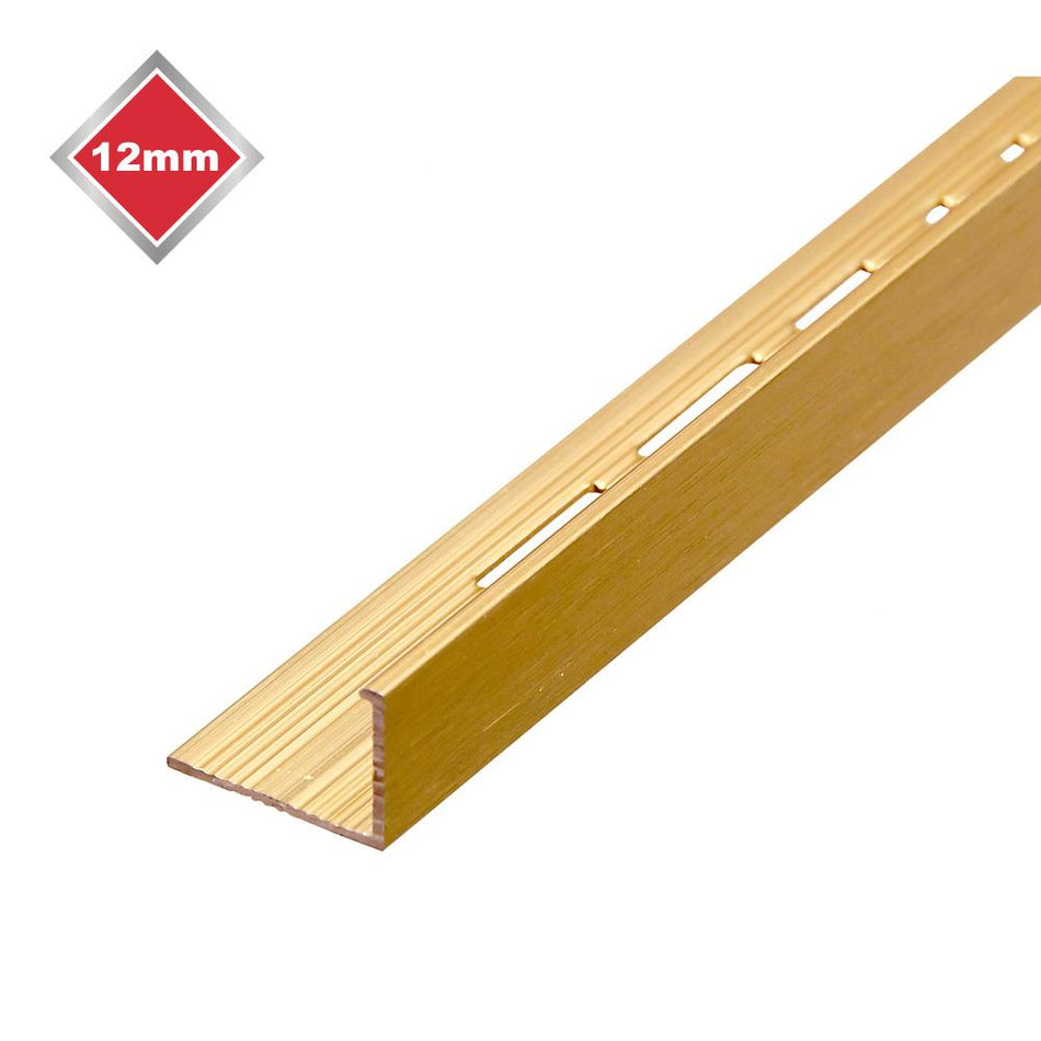 Tile Rite Metal Square Edge Tile Trim 10mm 2.44m Matt Gold