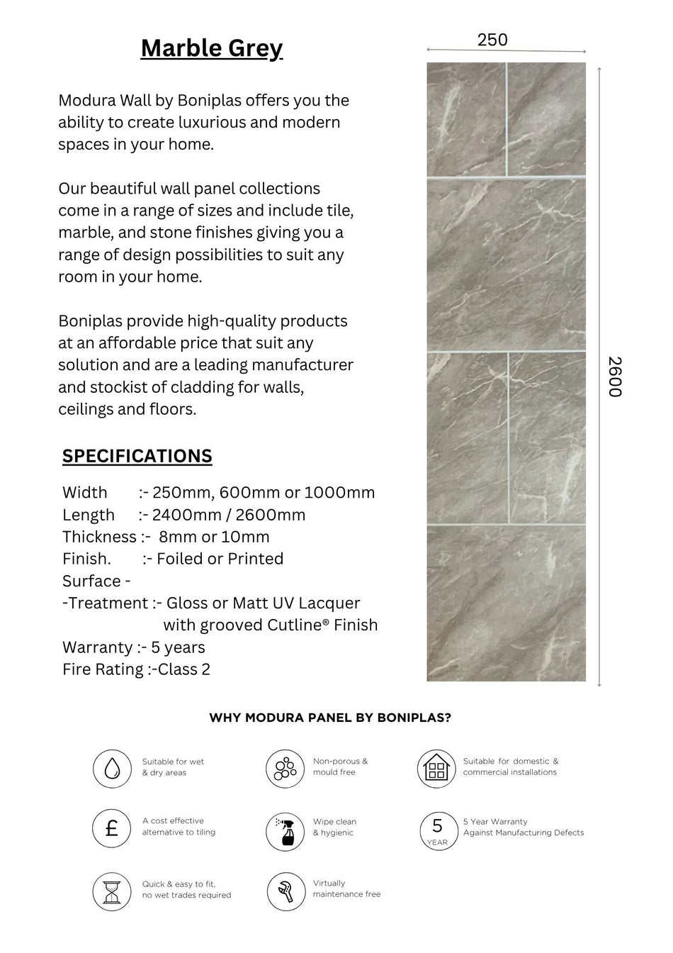 Marble Grey Cutline Collection-M1C-16 Panel