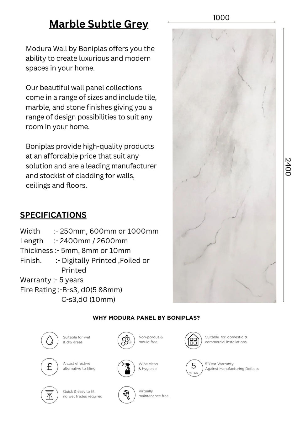 Marble Subtle Grey Standard Collection-M1-1 Panel