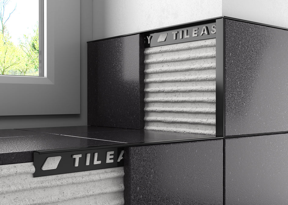 Metal Square Edge Tile Trim 12mm 2.44m Black