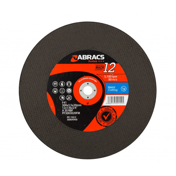 Metal Cutting Disc 300mm x 3.5mm x 20mm Abracs PFE3003020FM