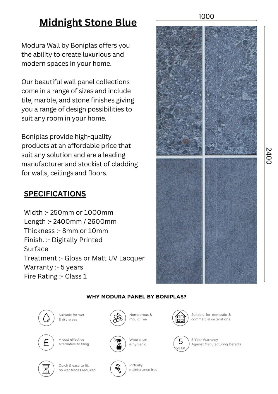Midnight Stone Blue Platinum Collection- M33-1 & 16 Panels