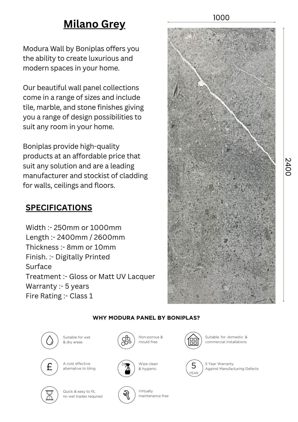 Milano Grey Platinum Collection-M46-1 Panel