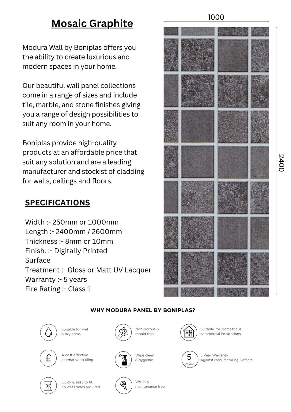 Mosaic Graphite Blue Platinum Collection-M35-1 & 16 Panels