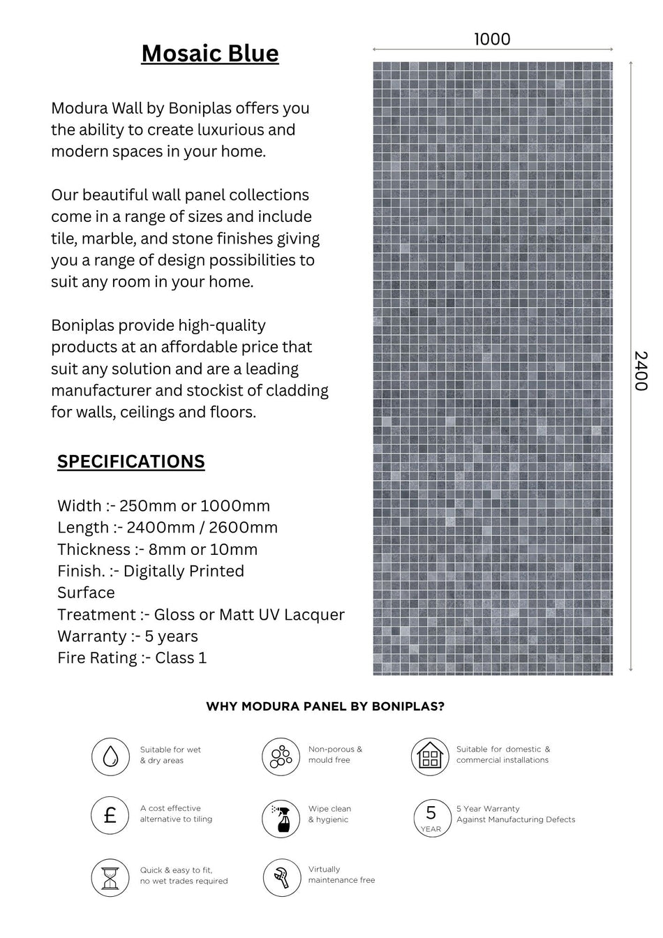 Mosaic Blue Platinum Collection-M34-1 & 16 Panels