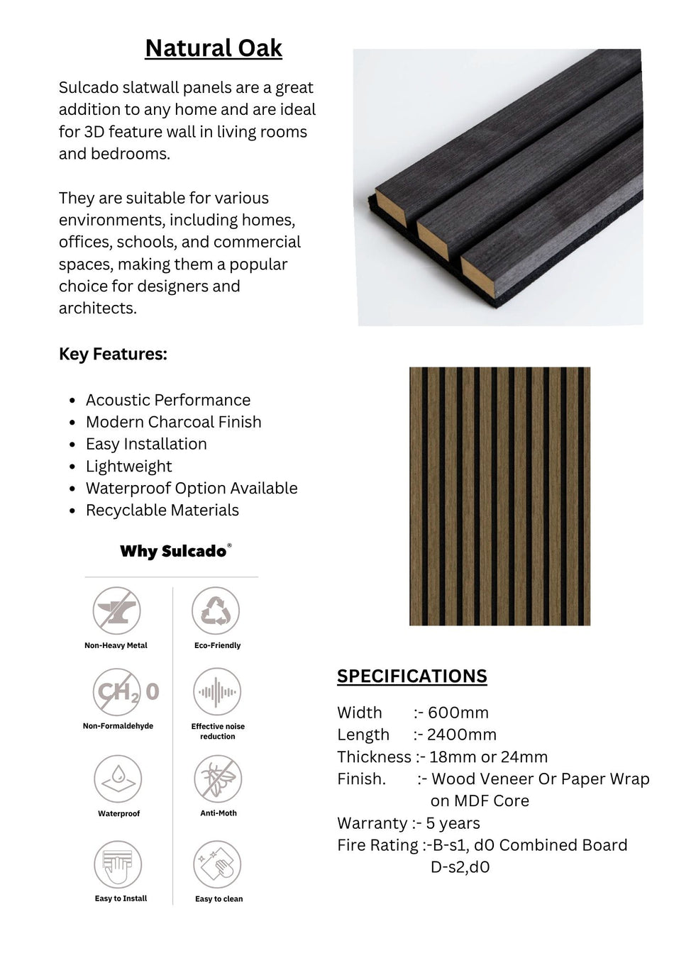 Natural Oak Sulcado Acoustic Slatwall