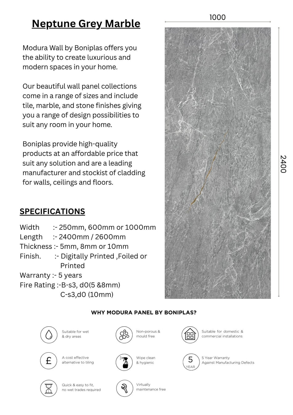 Neptune Grey Marble Premium Collection-N10-1 panel
