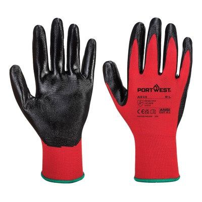 Red and Black Nitrile Flexo Grip Gloves A310 Size10