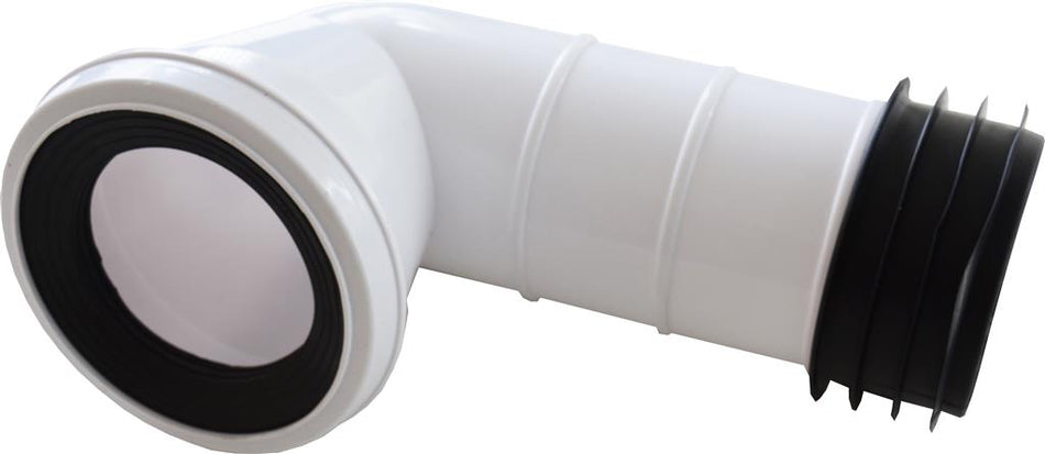White PVC WC Waste 90 degree Bent Pan Connector