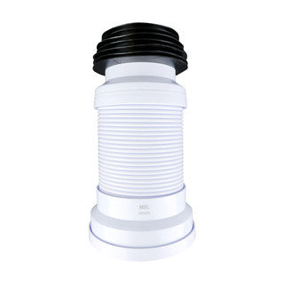 Medium Length Flexible/Extending White PVC WC Waste Pan Connector