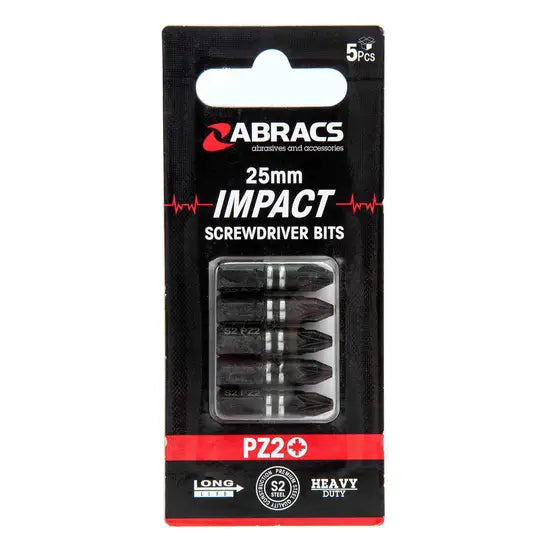 50mm PZ2 Impact Screwdriver Bits 5pc Abracs IPZ25005
