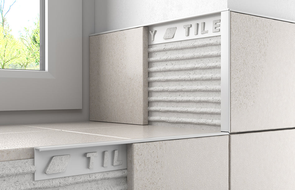 Metal Square Edge Tile Trim 12mm 2.44m White