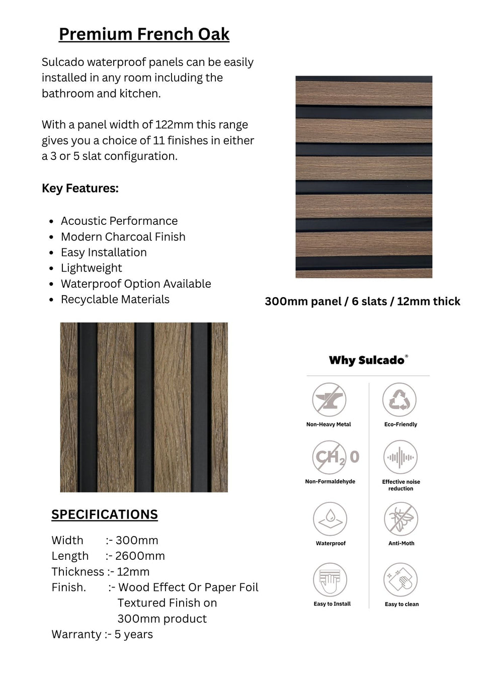 Premium French Oak Sulcado Premium Waterproof- SPWP-FO-8 Panel
