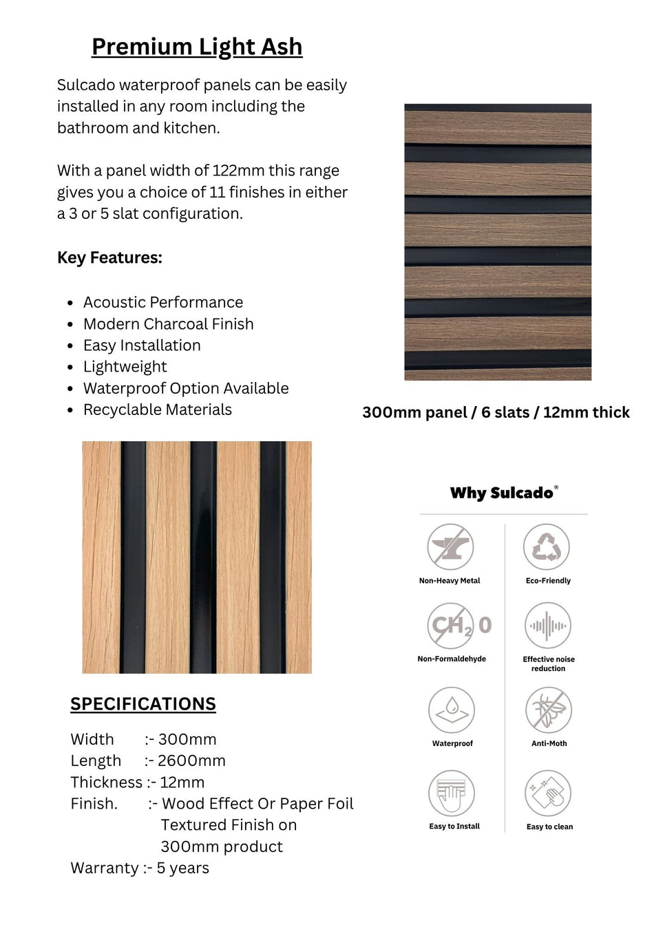 Premium Light Ash Sulcado Premium Waterproof-SPWP-LA-8 Panel