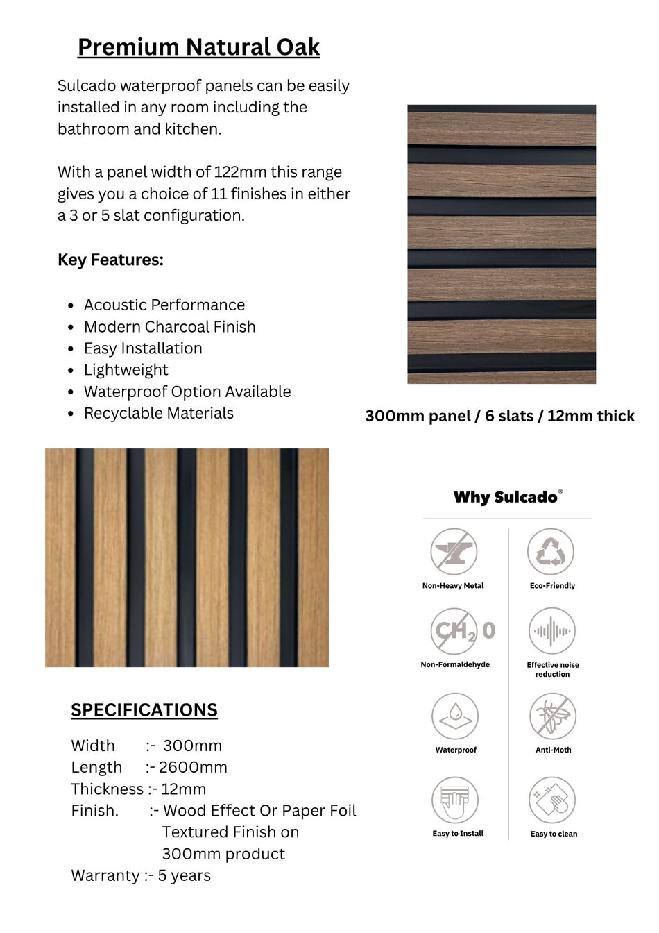 Premium Natural Oak Sulcado Premium Waterproof-SPWP-NO-8 Panel