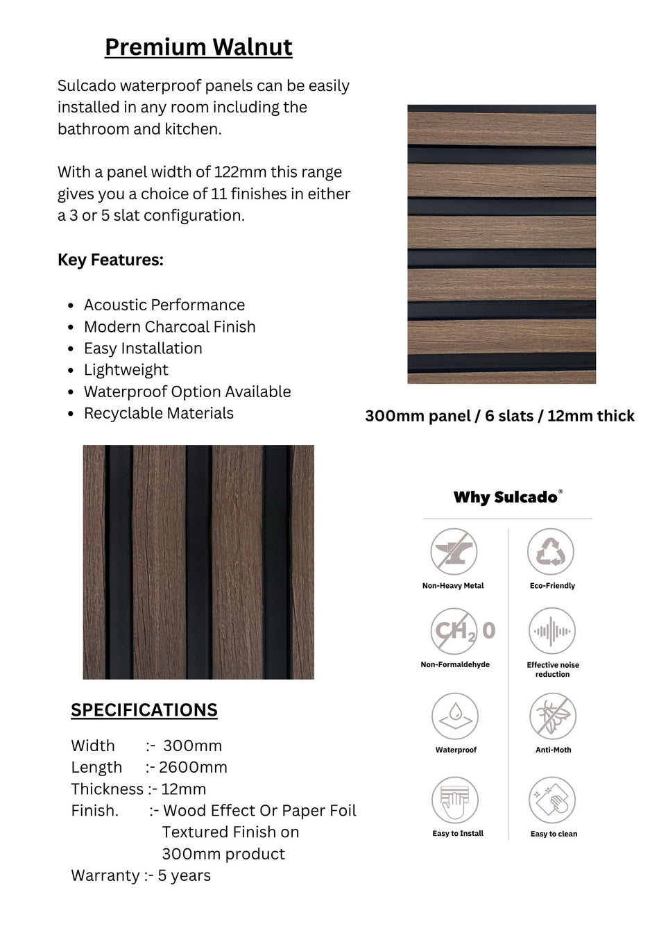 Premium Walnut Sulcado Premium Waterproof-SPWP-W-8 Panel