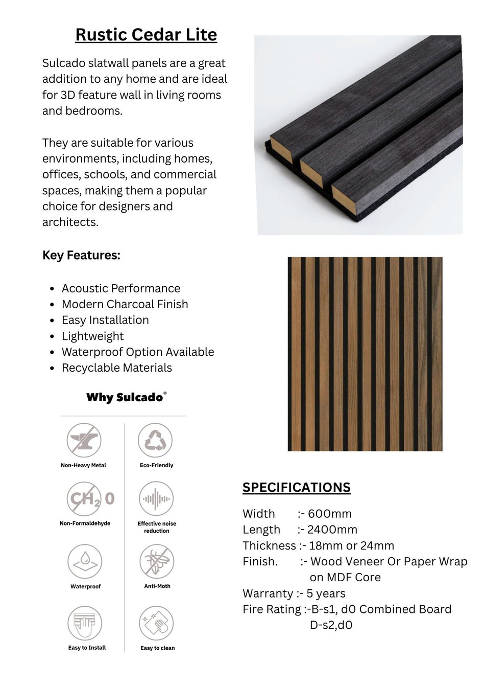 Rustic Cedar LITE Sulcado Acoustic Slatwall